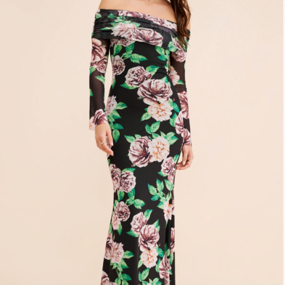 AFRM Theana Floral Maxi Dress in Black 1X EUC